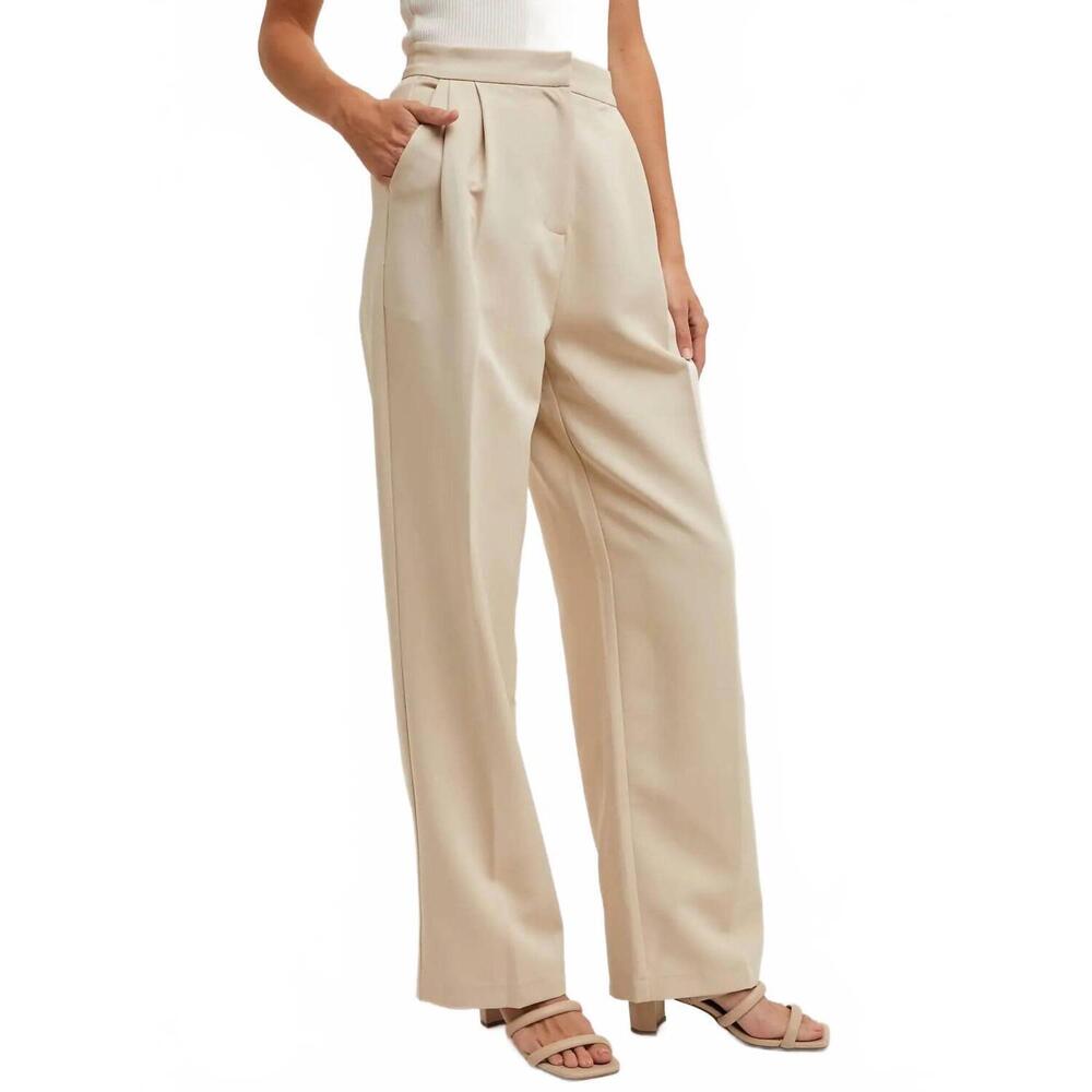 NEW BLUIVY pleated trouser pant in beige - Picture 1 of 3